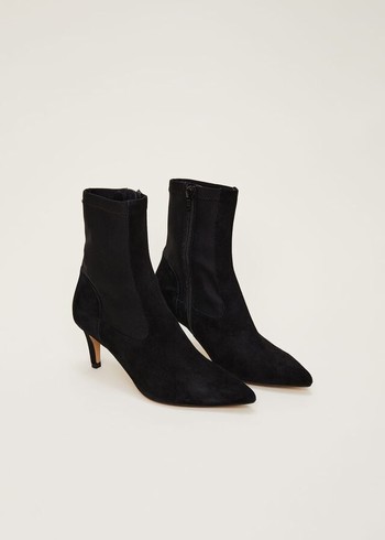 Phase Eight Suede Sock Boots Black Canada | BPJGDU-264